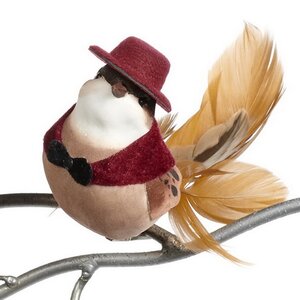 Елочная игрушка Птичка Омбранто в рубиновой накидке 18 см, клипса Goodwill фото 1