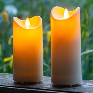 Уличная светодиодная свеча с имитацией пламени 15 см кремовая на батарейках Peha фото 3