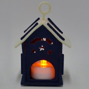 Новогодний Фонарик из фетра - Огни Лапландии 9 см, синий