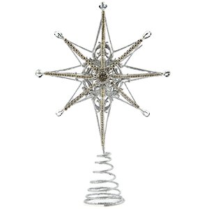Верхушка на ёлку Звезда Лапландии 34 см, серебряная
