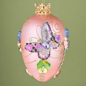 Коллекционная стеклянная елочная игрушка Яйцо - Butterfly Garden 18 см Mark Roberts фото 2