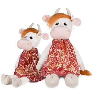 Мягкая игрушка Коровка Глаша в коралловом платье 23 см Maxitoys фото 2