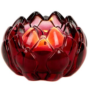 Стеклянный подсвечник для чайной свечи Сердце Лотоса 8*6 см, бордовый Goodwill фото 7