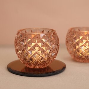 Стеклянный подсвечник для чайной свечи Гладиус 10*8 см нежно-розовый Goodwill фото 3