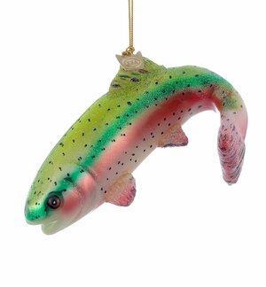 Стеклянная елочная игрушка Радужная форель - Океан самоцветов 12 см, подвеска
