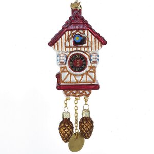 Стеклянная елочная игрушка Часы - Cuckoo Clock 13 см, подвеска Kurts Adler фото 1