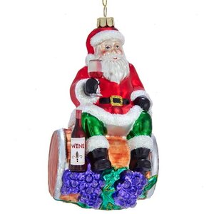Стеклянная елочная игрушка Санта-Клаус - Рождество и Вино 14 см, подвеска Kurts Adler фото 4
