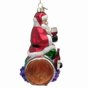 Стеклянная елочная игрушка Санта-Клаус - Рождество и Вино 14 см, подвеска Kurts Adler фото 2