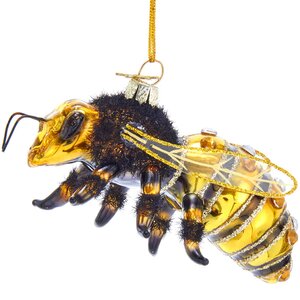 Стеклянная елочная игрушка Пчёлка Миэль - Корсиканская путешественница 10 см, подвеска