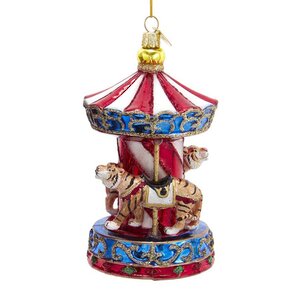Стеклянная елочная игрушка Тигр - Circus Carousel 14 см, подвеска Kurts Adler фото 1