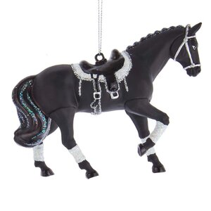 Стеклянная елочная игрушка Лошадь Royal Ascot 10 см, черная, подвеска Kurts Adler фото 1