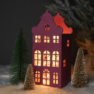 Домик с подсветкой Амстердам 27 см малиновый Christmas Apple фото 2