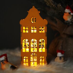 Домик с подсветкой Амстердам 20 см оранжевый Christmas Apple фото 2