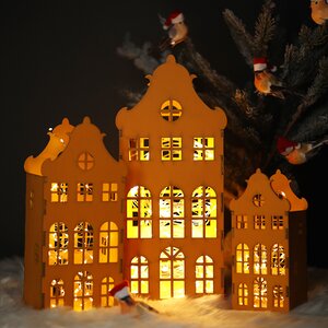 Домик с подсветкой Амстердам 37 см оранжевый Christmas Apple фото 2