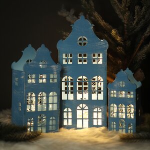 Домик с подсветкой Амстердам 27 см голубой Christmas Apple фото 2