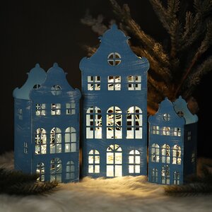 Домик с подсветкой Амстердам 27 см голубой Christmas Apple фото 3