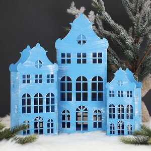Домик с подсветкой Амстердам 37 см голубой Christmas Apple фото 5