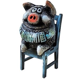 Фигурка Символ Года 2019 - Свинка с гармошкой на стуле Снегурочка фото 1