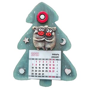 Новогодний магнит с отрывным календарем Влюбленные Свинки Снегурочка фото 1