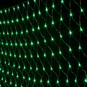 Гирлянда Сетка, зеленые LED ламп, прозрачный ПВХ, уличная, соединяемая