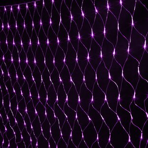 Гирлянда Сетка 1.5*1 м, 144 фиолетовых LED ламп, прозрачный ПВХ, уличная, соединяемая