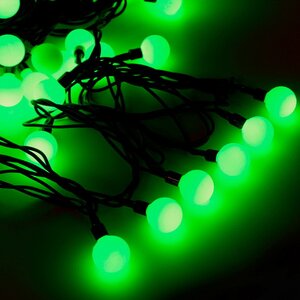 Светодиодная гирлянда Мультишарики 25 мм 70 зеленых LED ламп 10 м, черный ПВХ, соединяемая, IP44 Snowhouse фото 1