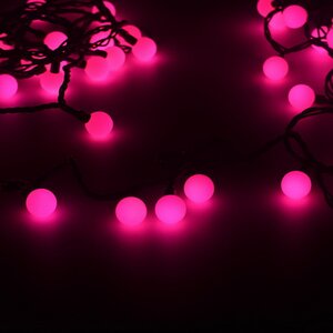 Светодиодная гирлянда Мультишарики 25 мм 70 розовых LED ламп 10 м, черный ПВХ, соединяемая, IP44 Snowhouse фото 1
