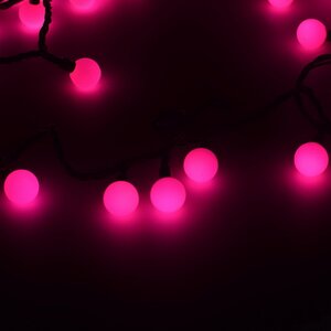 Светодиодная гирлянда Мультишарики 25 мм 70 розовых LED ламп 10 м, черный ПВХ, соединяемая, IP44 Snowhouse фото 3