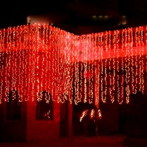 Светодиодный занавес 2.5*1.5 м, 625 красных LED ламп, прозрачный ПВХ, соединяемый, IP44 Snowhouse фото 3