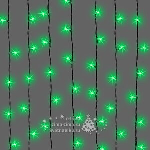 Светодиодный занавес Quality Light 2*1 м, 200 зеленых LED ламп, черный ПВХ, соединяемый, IP44 BEAUTY LED фото 2