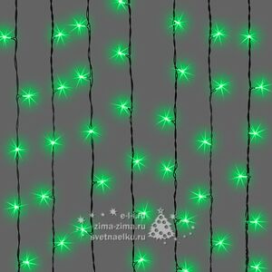 Светодиодный занавес Quality Light 2*1 м, 200 зеленых LED ламп, черный ПВХ, соединяемый, IP44 BEAUTY LED (Бьюти Лэд) фото 2