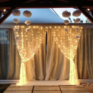 Гирлянда штора Quality Light 2*2 м, 400 теплых белых LED, мерцание, прозрачный ПВХ, соединяемая, IP20 BEAUTY LED фото 4