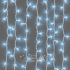 Светодиодный Занавес 2*2 м, 400 холодных белых LED ламп, прозрачный СИЛИКОН, соединяемый Экорост фото 1