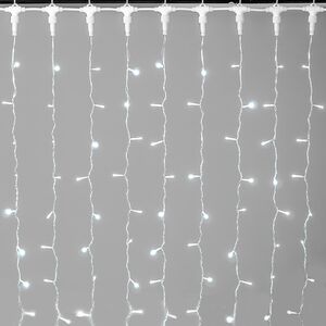Светодиодный занавес Quality Light 2*3 м, 600 холодных белых LED ламп, мерцание, прозрачный ПВХ, соединяемый, IP44 BEAUTY LED фото 5
