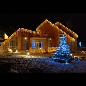 Гирлянда бахрома Super Rubber 2*0.5 м, 100 желтых LED, черный каучук, соединяемая, IP44 Snowhouse фото 2