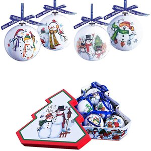 Набор шаров папье-маше в подарочной коробке Очаровательные Снеговички 7.5 см, 6 шт Mister Christmas фото 1