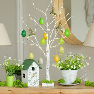 Светодиодное дерево Белая Береза 60 см, 96 теплых белых LED ламп, на батарейках, IP20 Edelman фото 9