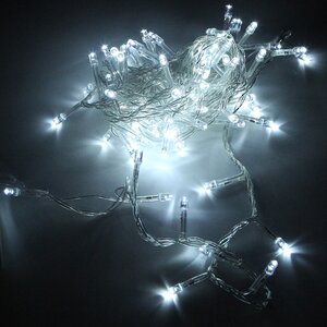 Светодиодная гирлянда Quality Light 100 холодных белых LED ламп 10 м, прозрачный ПВХ, соединяемая, IP44 BEAUTY LED фото 1