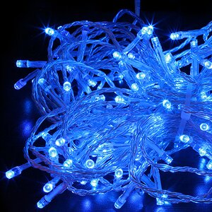 Светодиодная гирлянда 24V Quality Light 100 синих LED ламп 10 м, прозрачный ПВХ, соединяемая, IP44 BEAUTY LED фото 1