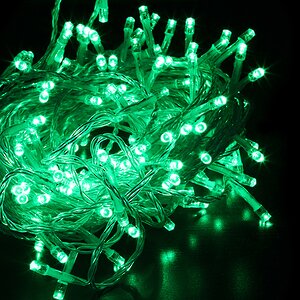 Светодиодная гирлянда Quality Light 100 зеленых LED ламп 10 м, прозрачный ПВХ, соединяемая, IP44 BEAUTY LED фото 1