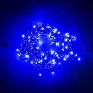 Светодиодная гирлянда 24V Quality Light 100 синих LED ламп 10 м, черный ПВХ, соединяемая, IP44 BEAUTY LED фото 1
