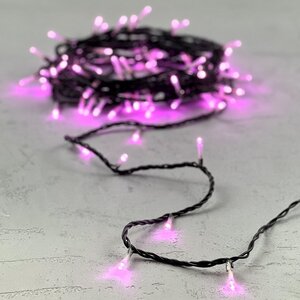 Светодиодная гирлянда 24V Quality Light 100 розовых LED ламп 10 м, черный ПВХ, соединяемая, IP44 BEAUTY LED фото 1