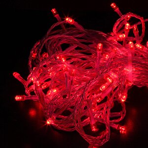 Светодиодная гирлянда Quality Light 100 красных LED ламп 10 м, прозрачный ПВХ, соединяемая, IP44