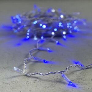 Светодиодная гирлянда Quality Light Cap 100 синих LED, холодное мерцание, 10 м, прозрачный ПВХ, соединяемая, IP65 BEAUTY LED фото 1