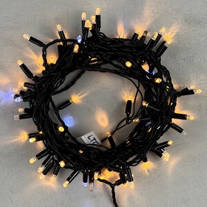 Светодиодная гирлянда 24V Quality Light Cap 10 м, 100 экстра теплых белых LED ламп с холодным белым мерцанием, черный ПВХ, соединяемая, IP65 BEAUTY LED (Бьюти Лэд) фото 2