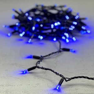 Светодиодная гирлянда Quality Light Cap 100 синих LED, холодное мерцание, 10 м, черный ПВХ, соединяемая, IP65 BEAUTY LED фото 1