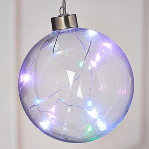 Декоративный подвесной светильник Шар Бергман 10 см, 10 разноцветных LED ламп, на батарейках, стекло Peha (Пеха) фото 2