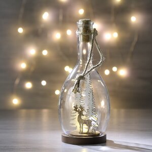 Светильник бутылка с композицией - Олень в дивном лесу 22 см на батарейках Peha фото 1