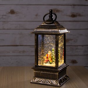Новогодний фонарик Снежная метель с Сантой 27 см, LED подсветка, на батарейках