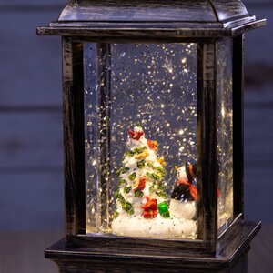 Новогодний фонарик Снежная метель со Снеговиком 27 см, LED подсветка, на батарейках Peha фото 2